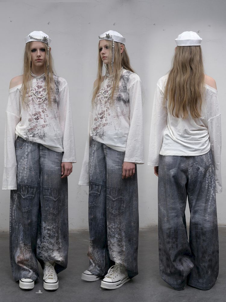 One-shoulder long-sleeved T-shirt【s0000012613】