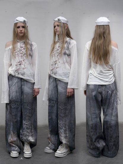 One-shoulder long-sleeved T-shirt【s0000012613】