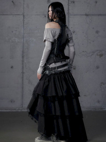 Stacked Waisted Irregular Vest【s0000013472】