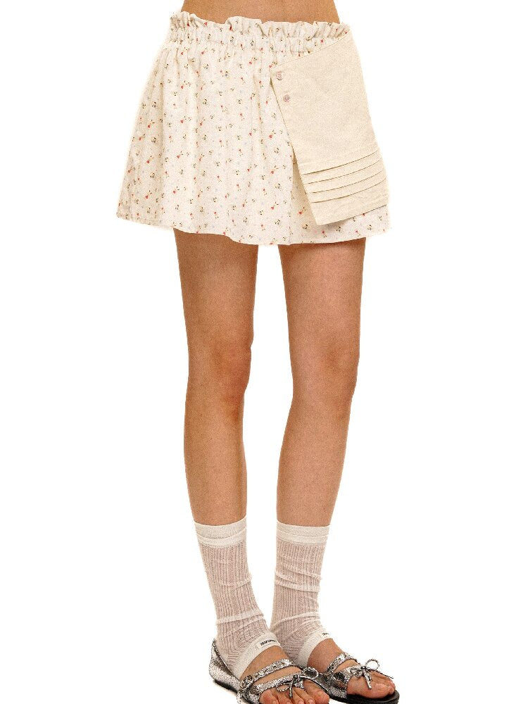 Tuck Pleated Faux Two-Piece Skirt【s0000017420】