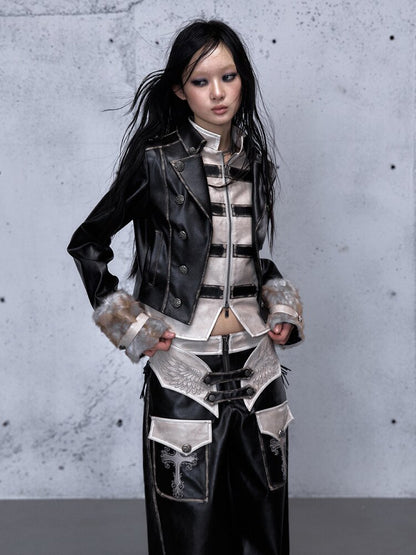 Fake Two Knight Leather Jacket【s0000015543】