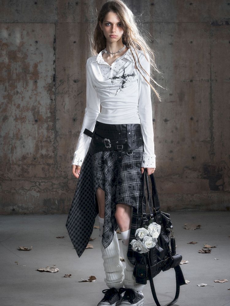 Punk splicing velvet bustier skirt【s0000013886】
