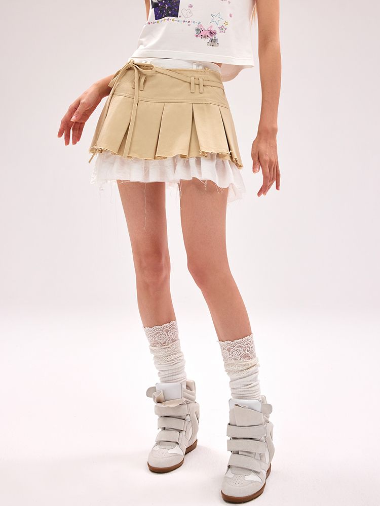 Raw-edge Pleated Skirt【s0000012178】