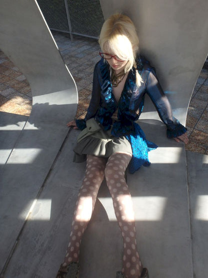 Polka dot print 10D ultra-thin stockings【s0000013175】