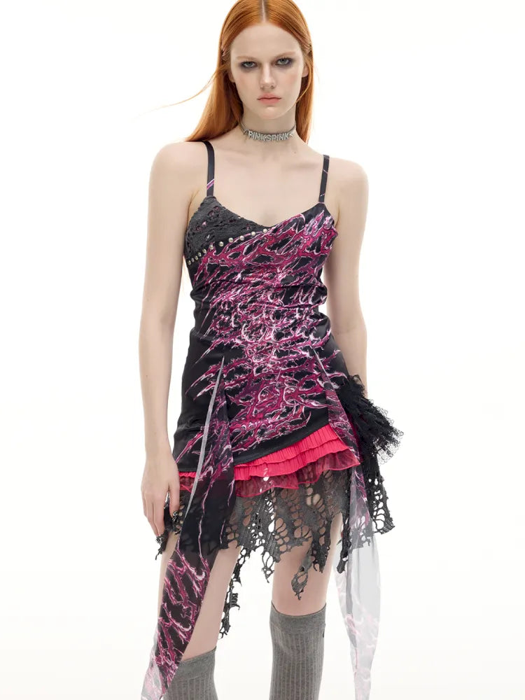 Punk-Chic Rock Y3K Digital Dress【s0000014007】