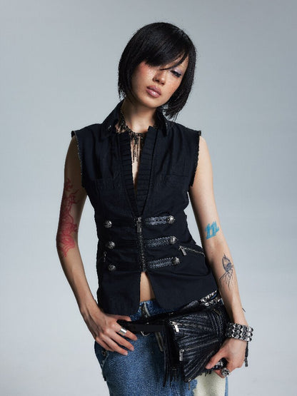 Lace Collar Court Cargo Vest Jacket【s0000017000】