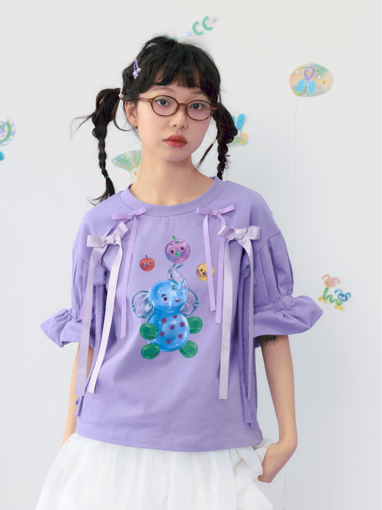 Lace Cotton Short Sleeve Summer T-Shirt [S0000009538]