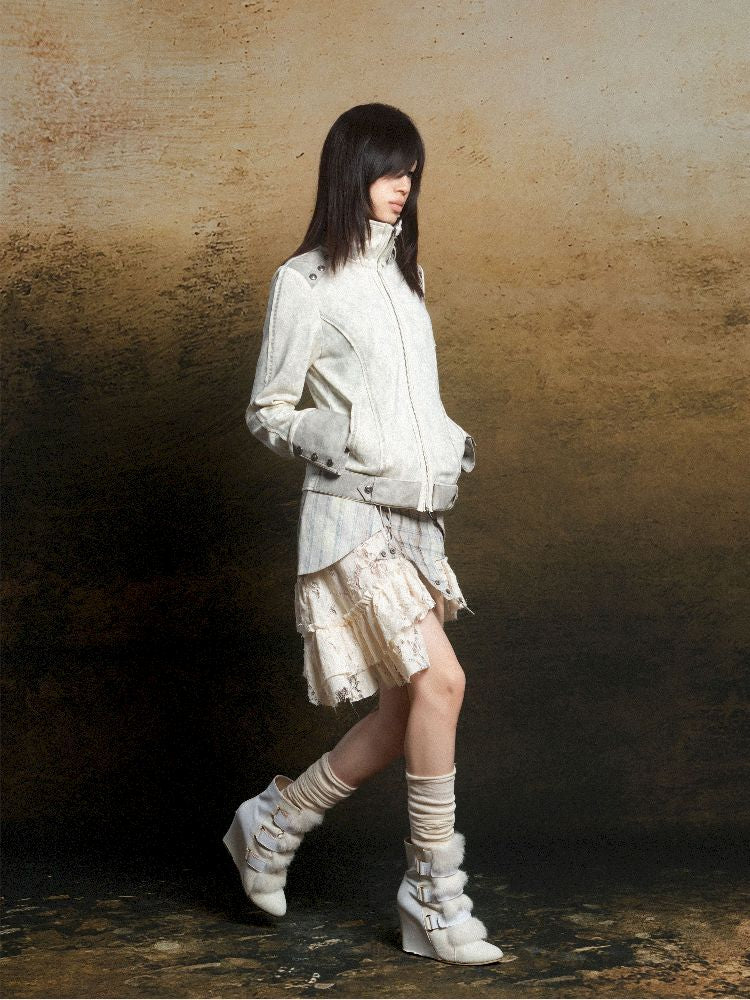 Skeleton Patchwork PU Sweatshirt 【s0000011803】