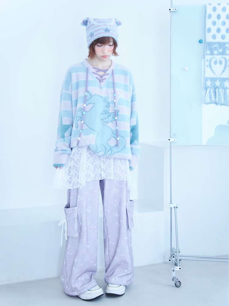 Dream Core Ghost Horse Knit V-Neck【s0000014687】