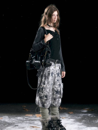 Distressed Pocket Cropped Pants【s0000014428】