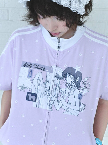 Angel Illustration Purple Cardigan【s0000016543】