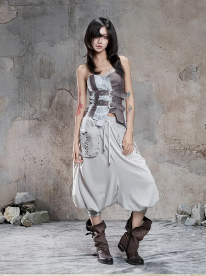 Strappy Asymmetric Cut-Out Fitted Halter Top【s0000014138】