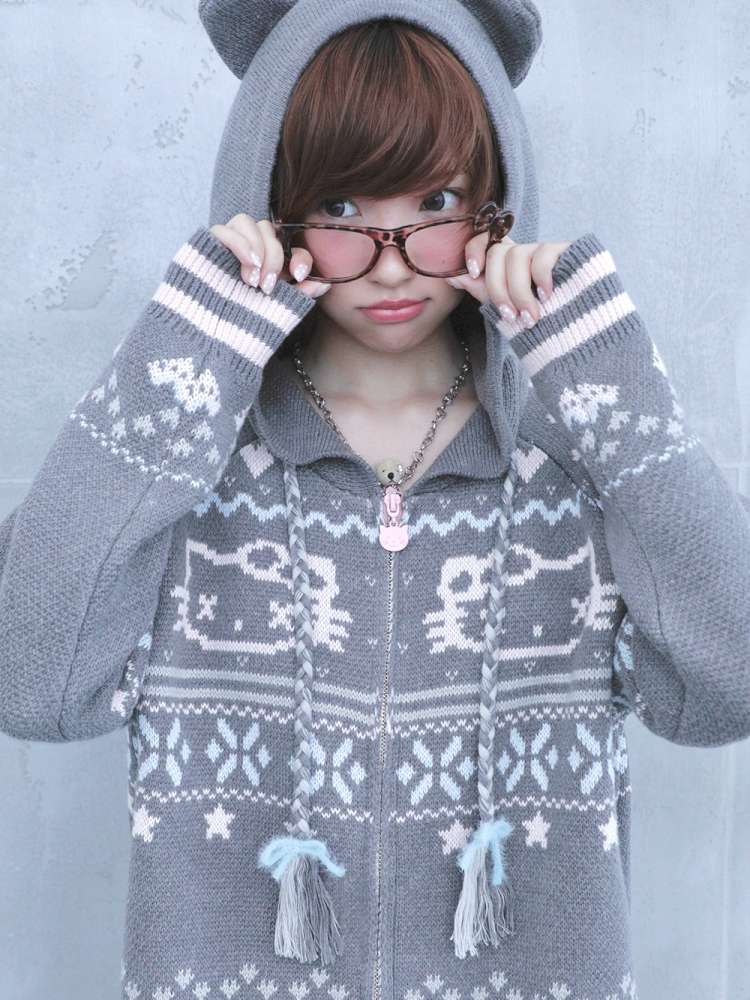 Ghost Horse Grey Fair Isle Hooded Jacket【s0000014697】