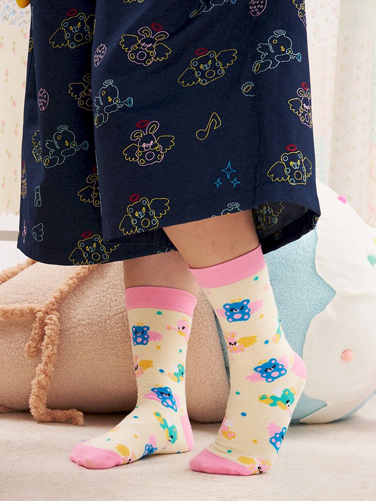 Animal angel knitted mid-calf socks【s0000013194】