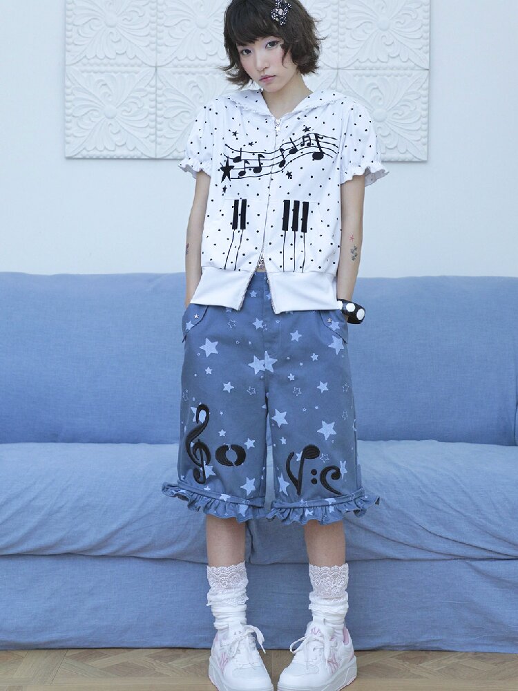 Embroidery Star Wide Leg Pants【s0000017129】