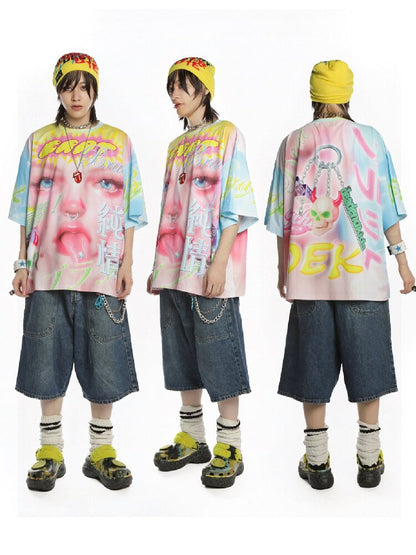 Dopamine Y2k Yabi Print T-shirt【s0000015890】