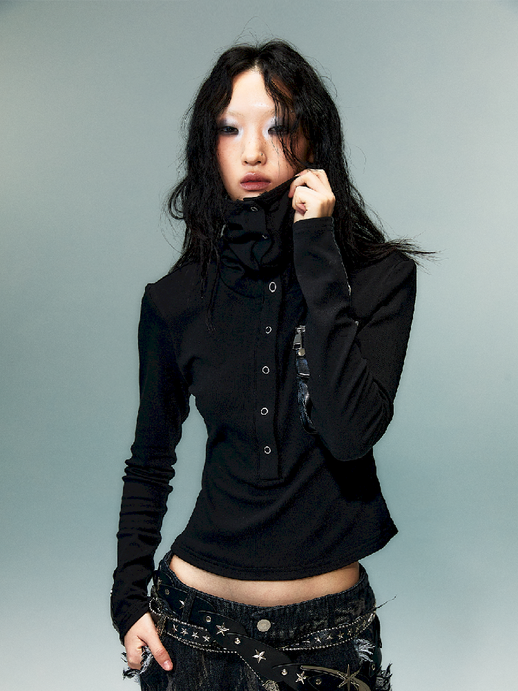 슬림 니트 긴 소매 바닥 셔츠 [S0000011480]