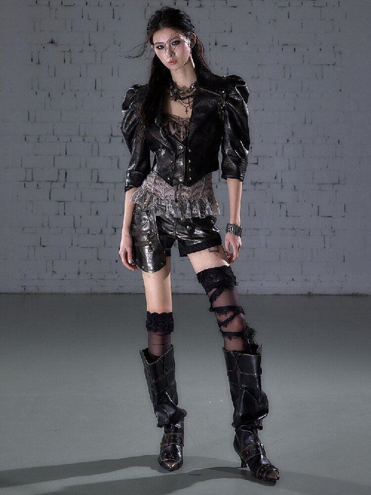 Lace Detachable Leather Shorts【s0000016210】