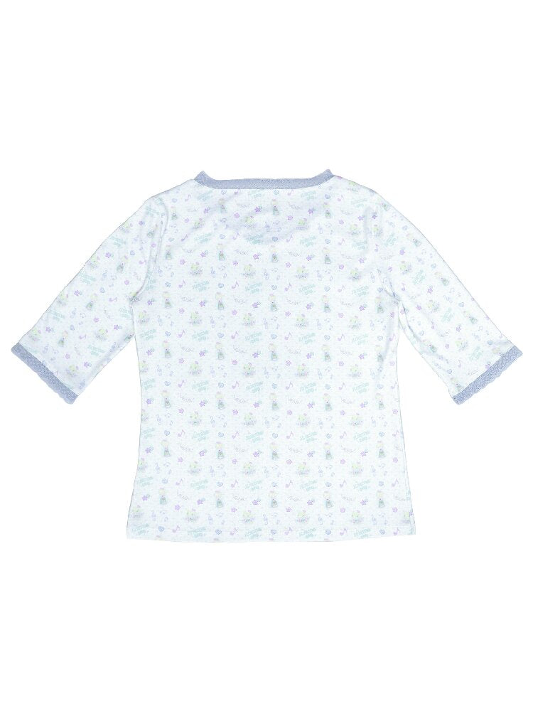Floral V-Neck Mid-Sleeve Tee【s0000017133】
