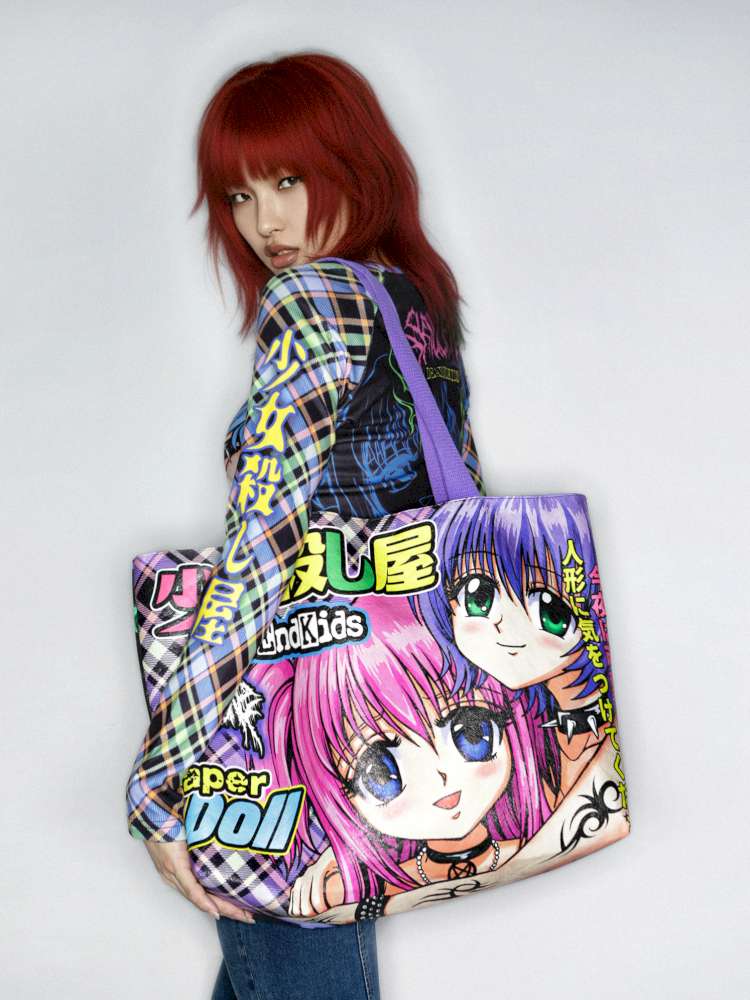 Two-Dimensional Y2K Dupont Paper Tote Bag【s0000014914】