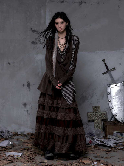 Lace Suede Fringe A-line Skirt【s0000014649】