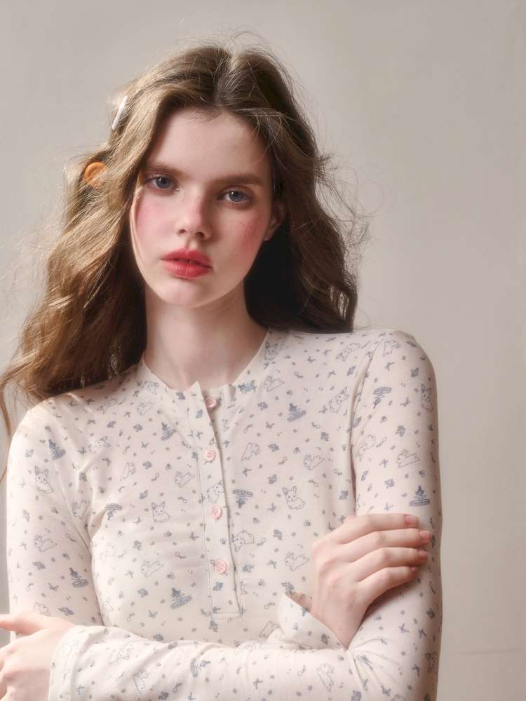 Comfortable Cotton Crew Neck Slim Lace Hem Top【s0000014895】