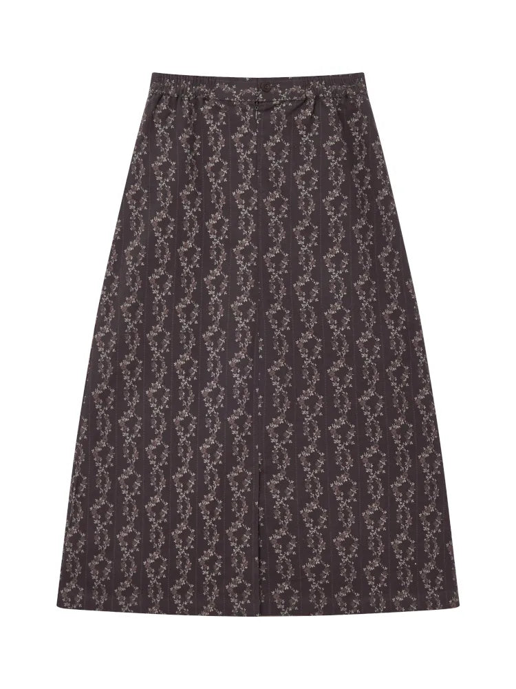 Retro-inspired versatile print maxi skirt【s0000013992】