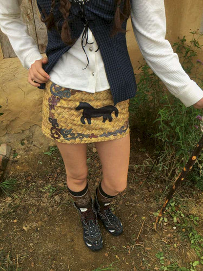Bamboo Pony Print Padded Skirt【s0000015079】