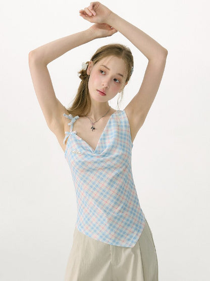 Summer Plaid Bow Vest Camisole【s0000017151】
