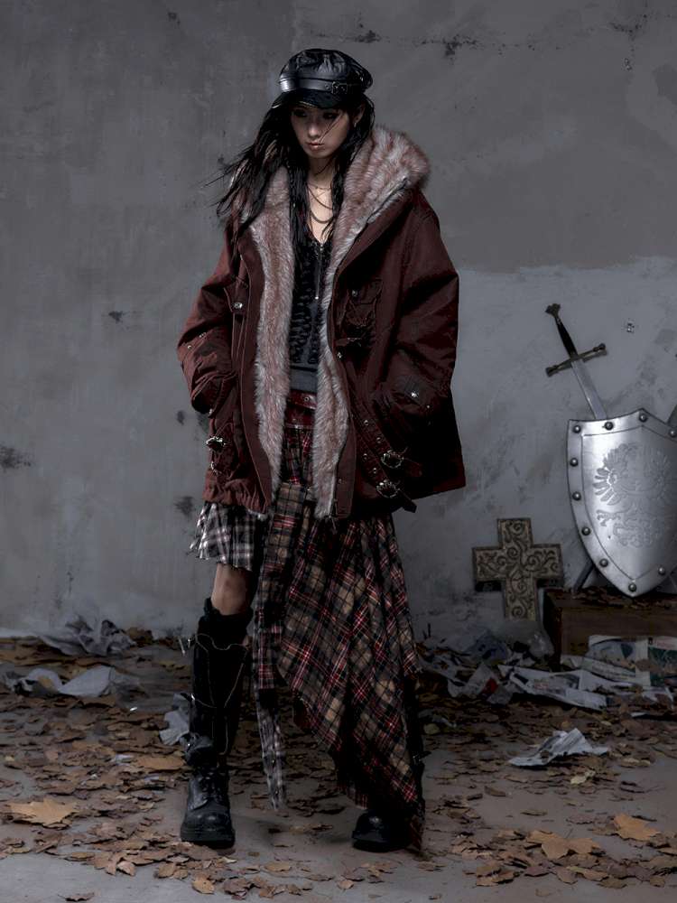 Mid-Length Fleece-Lined Cotton Jacket【s0000014475】