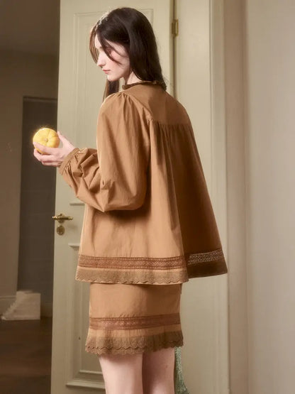 Natural Cotton Shirt Skirt Set【s0000014330】