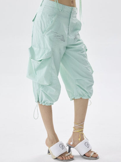 Mint Green Rhinestone Casual Pants【s0000017636】