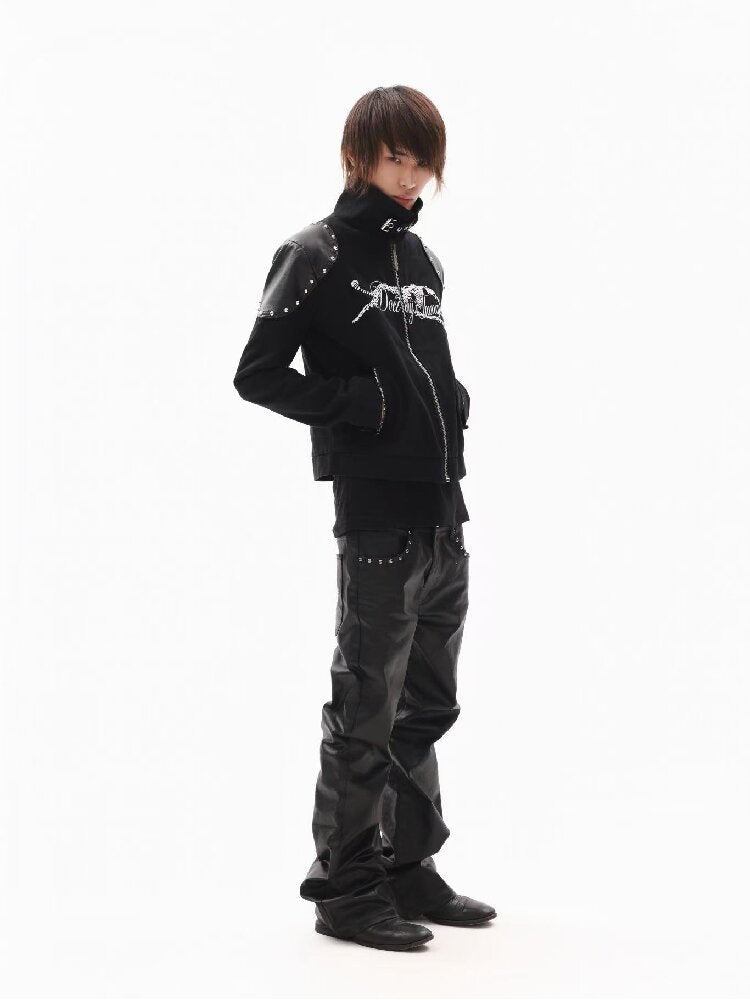 Leather Armor Rivet Canvas Jacket【s0000018352】