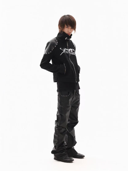 Leather Armor Rivet Canvas Jacket【s0000018352】