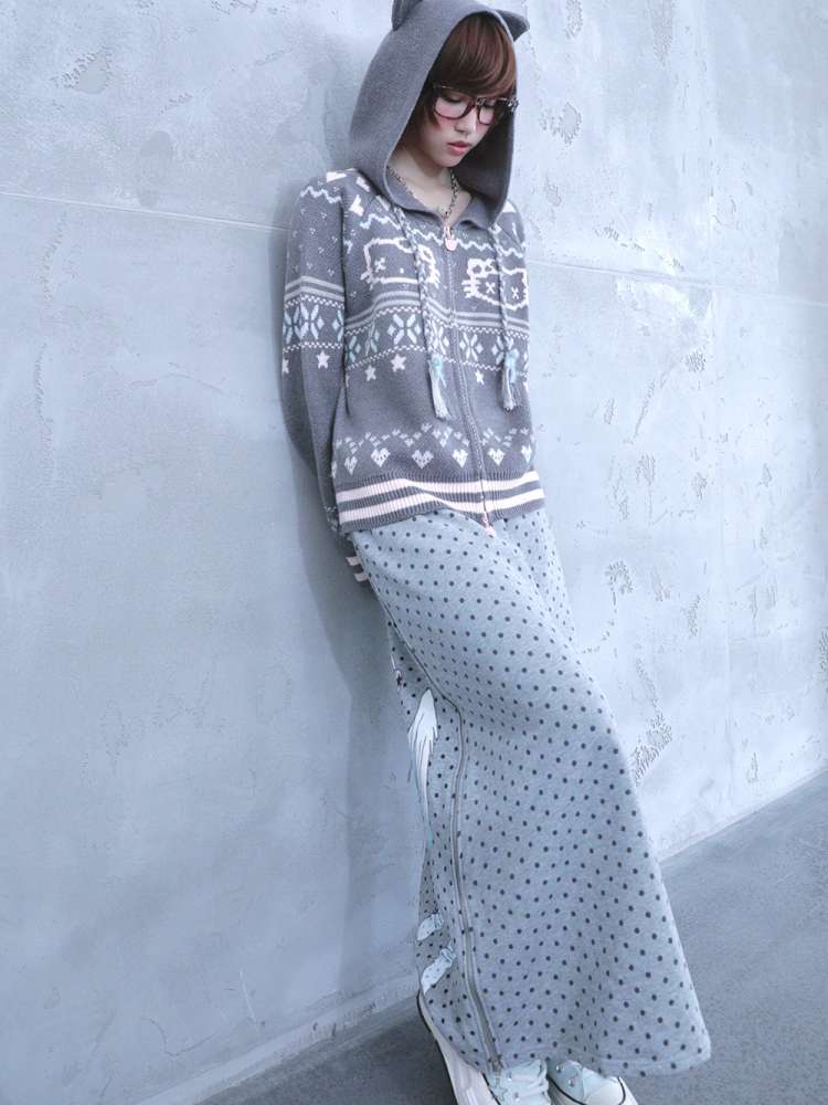 Ghost Horse Grey Fair Isle Hooded Jacket【s0000014697】