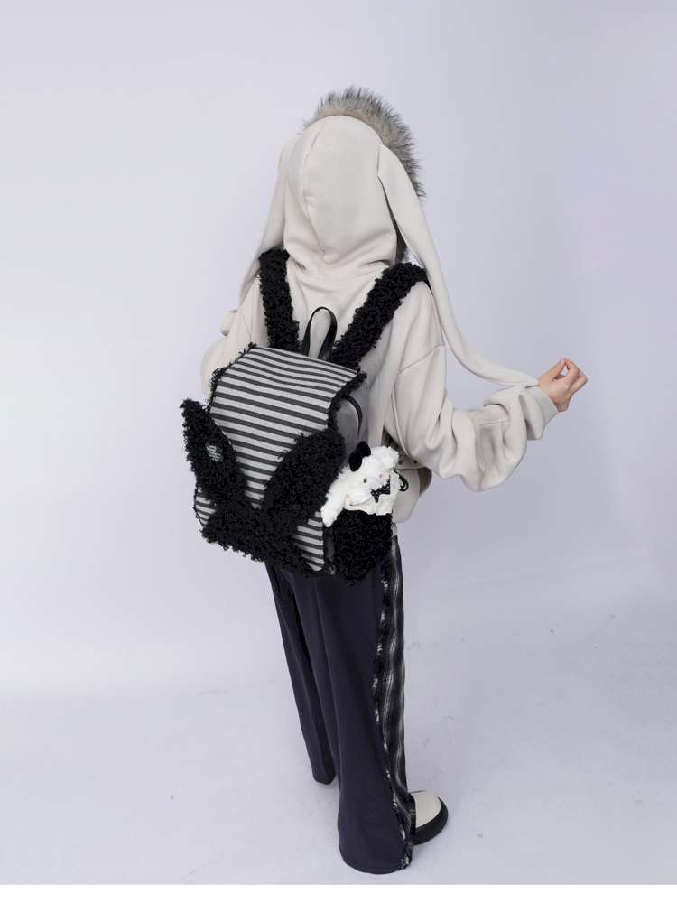 Rabbit Ears Fur Computer School Bag【s0000014615】