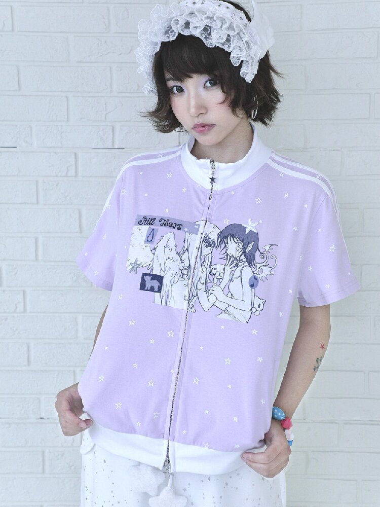 Angel Illustration Purple Cardigan【s0000016543】