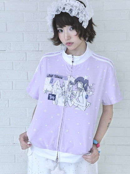Angel Illustration Purple Cardigan【s0000016543】