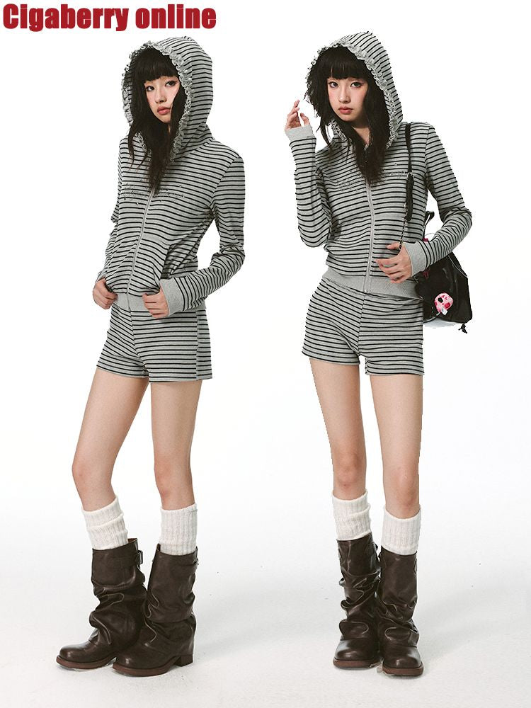 Striped Hooded Sweatshirt【s0000011417】