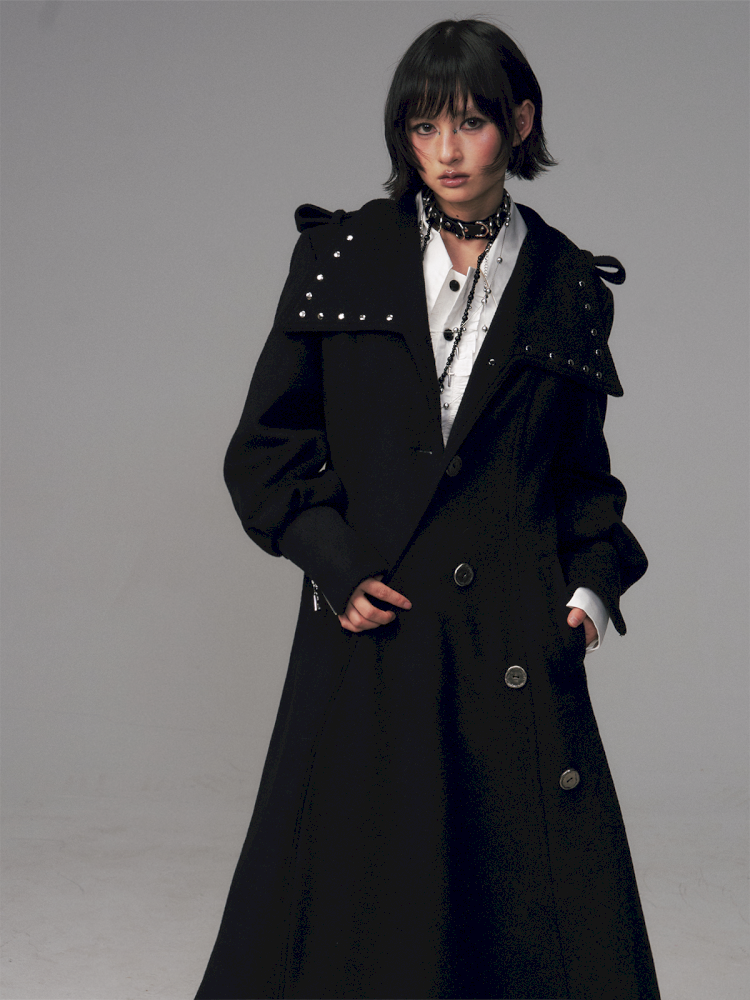 Dark A-Line Temperament Wool Coat【s0000014707】