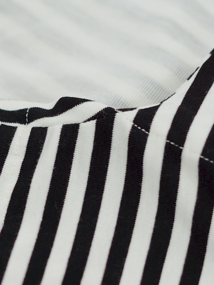 Swing Neck Striped Short Sleeve T-Shirt【s0000012807】