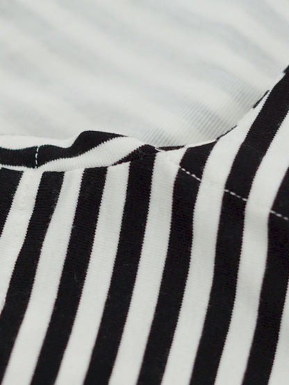 Swing Neck Striped Short Sleeve T-Shirt【s0000012807】