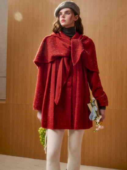 Christmas New Year Woolen Cloak Two-Piece【s0000014892】