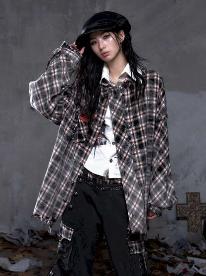 Rock Rebel Punk Check Shirt Jacket【s0000014656】