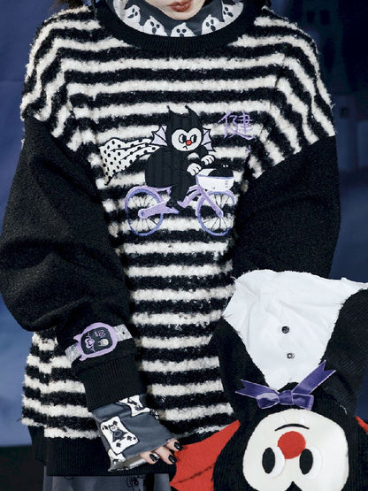 Striped Plush Colorblock Sweatshirt【s0000011560】