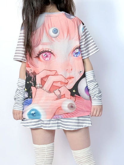 Y2k secondary subculture loose cotton T-shirt【s0000013285】