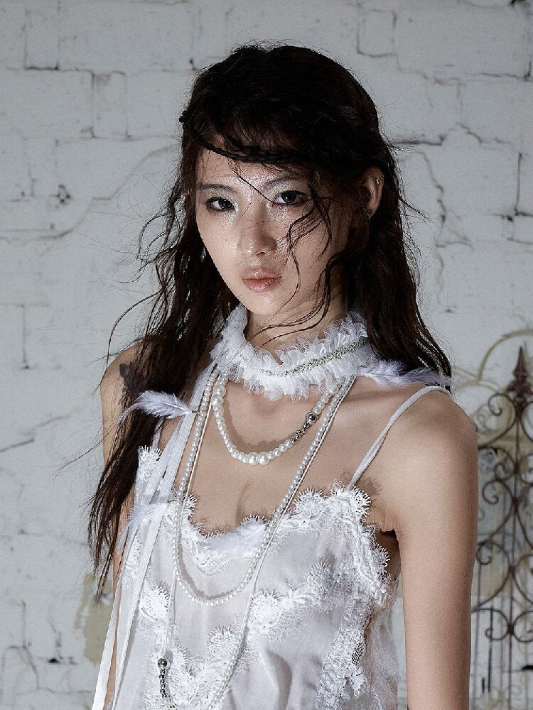 Court Pleated Lace Silk Scarf Waist【s0000016997】