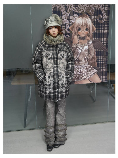 Retro Plaid Bear Love Down Jacket【s0000018077】