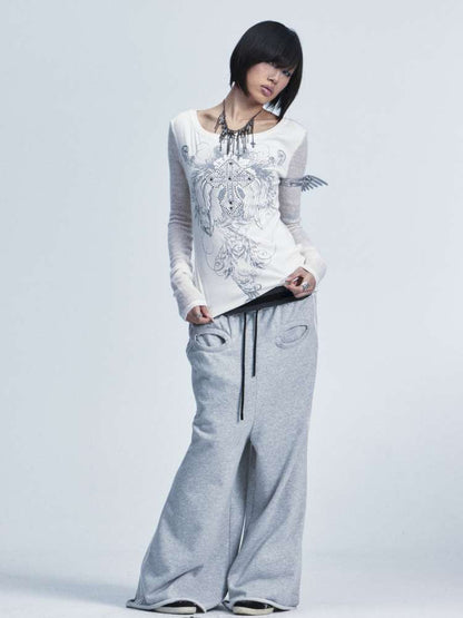 Knitted Mesh Hole Cross Rivet T-shirt【s0000014666】