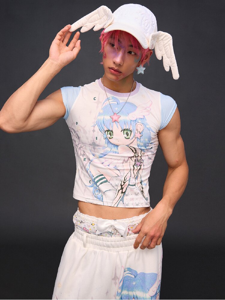 Angel Girl Printed Slim T-Shirt【s0000017289】